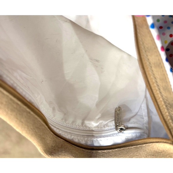 LeSportsac Crossbody Bag Polka Dots 2 Main Zip Compartments 3 Outer Zip Pockets - Picture 9 of 9